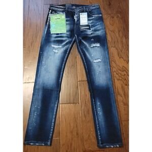 NWT DSQUARED2 Mens Have A Dan Blue Distressed Jeans Size 52 34X31 Italy‎